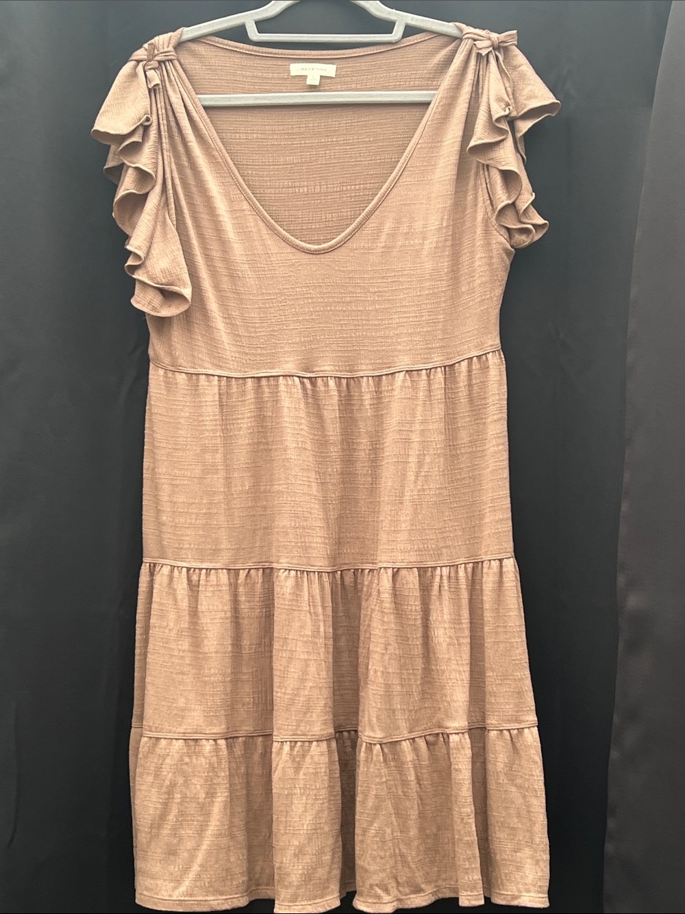Max Studio Tiered Midi Dress in Blush